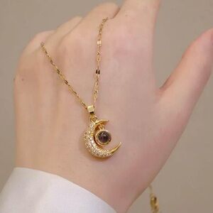 18k Gold filled Crescent Necklace for women